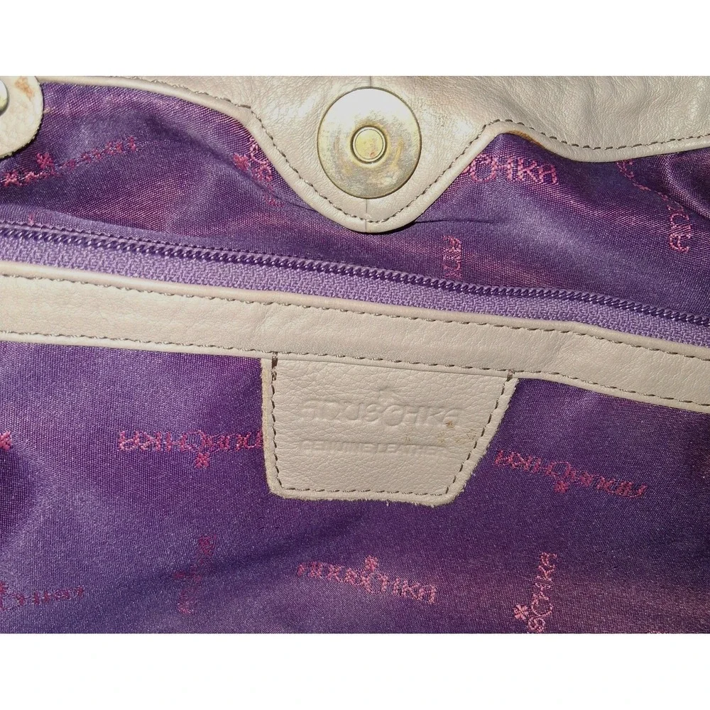 Anuschka Hand Painted Multi Pocket Hobo Leather Bag Floral Motif